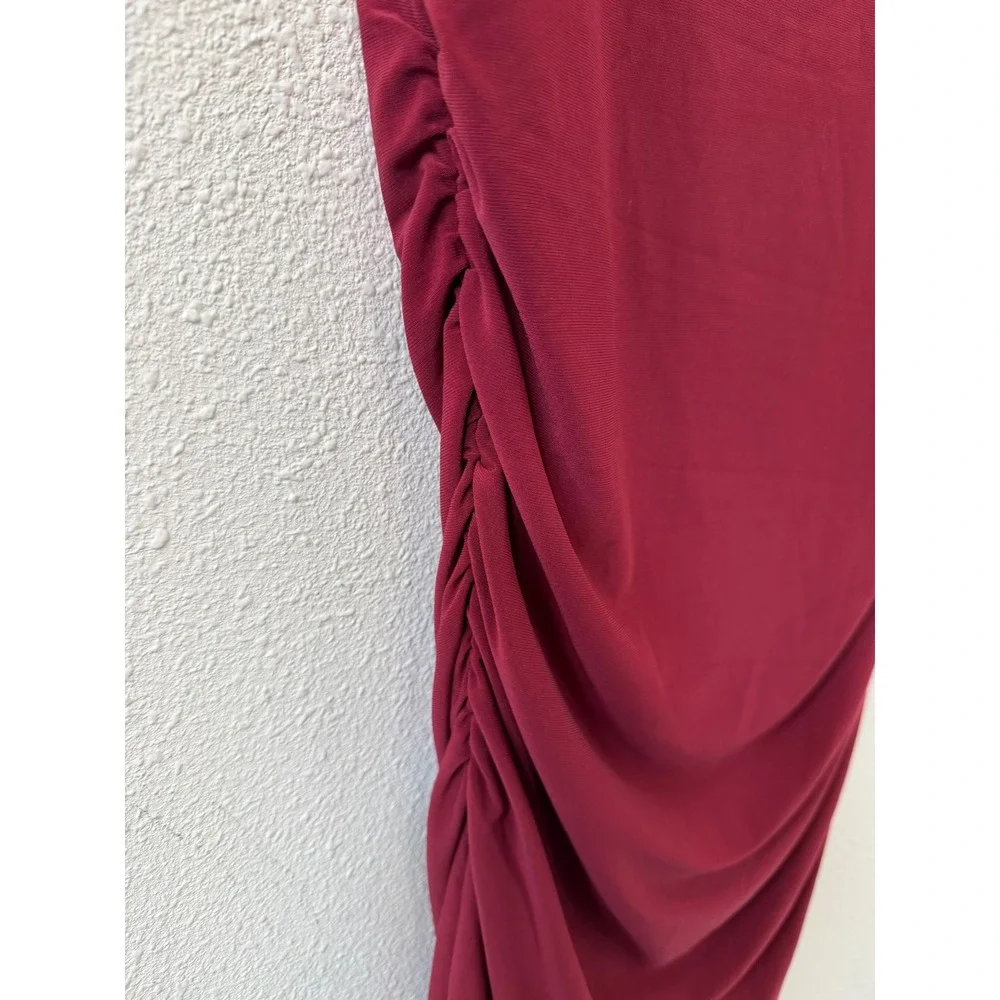 Express‎ Womens Burgundy Mock Neck Ruched Bodycon Sleeveless Dress S NEW